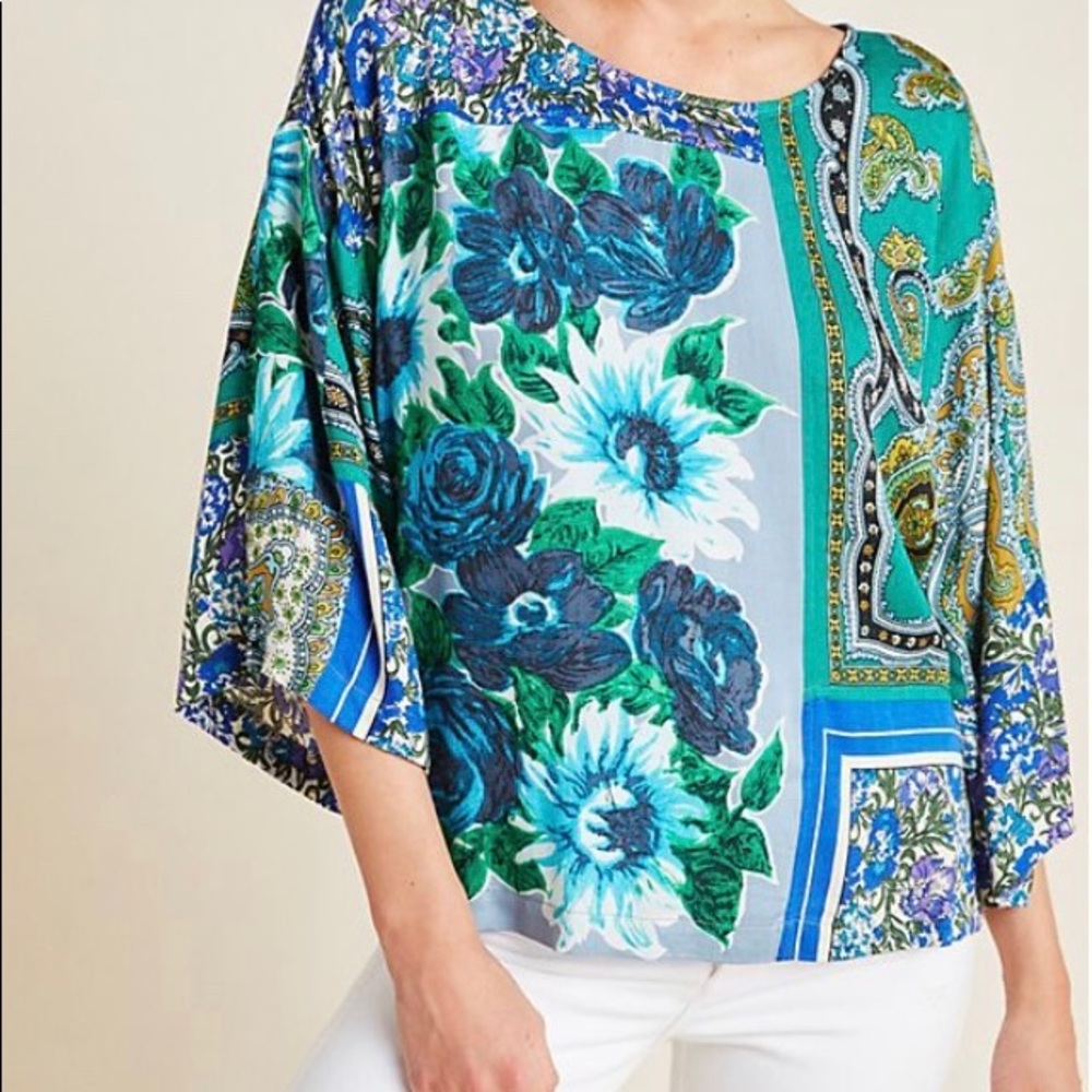 🎉ANTHROPOLOGIE -ELLERY MIXED PRINT BLOUSE - Picture 4 of 8